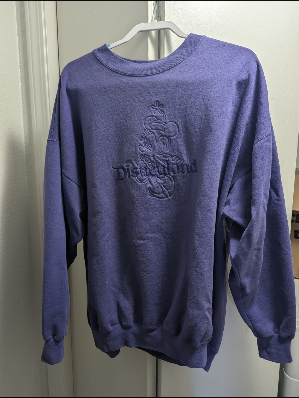 Disneyland Minnie Purple Embroidered Crewneck Sweater